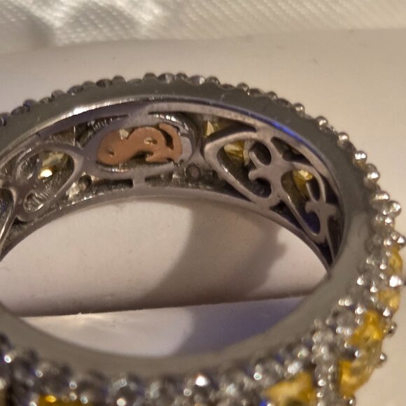 Suzy Levian Sterling Silver CZ Yellow and White Modern Eternity Band - 6 - Picture 5 of 7